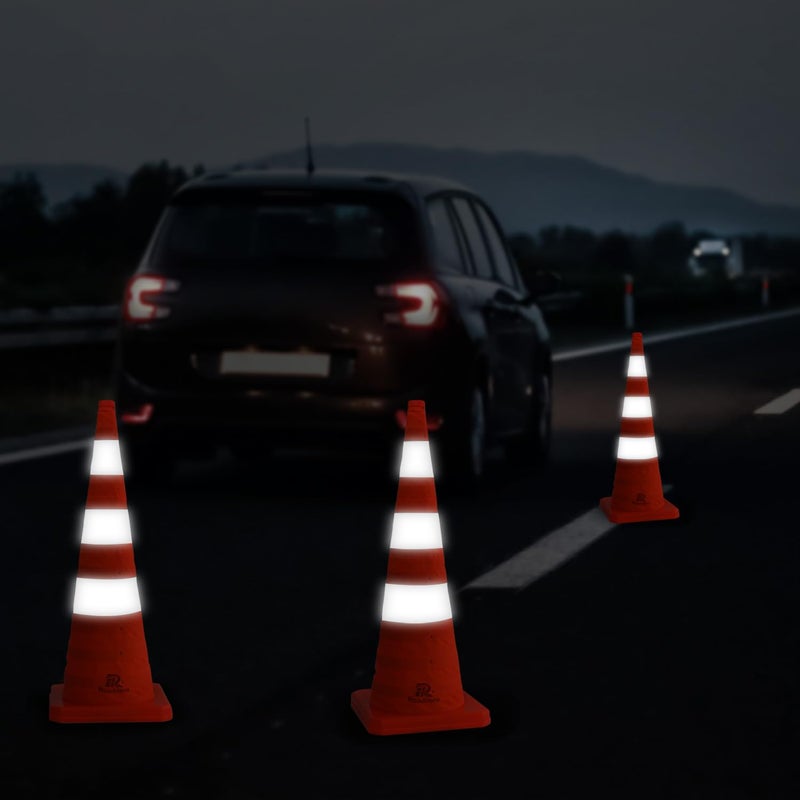 RoadHero 36 Inch 2 Pack Collapsible Traffic Safety Cones, Multi Purpose Pop-up Cones with Reflective Collar for Road Safety, Orange Cones for Driving Training, Parking Lots - Image 2